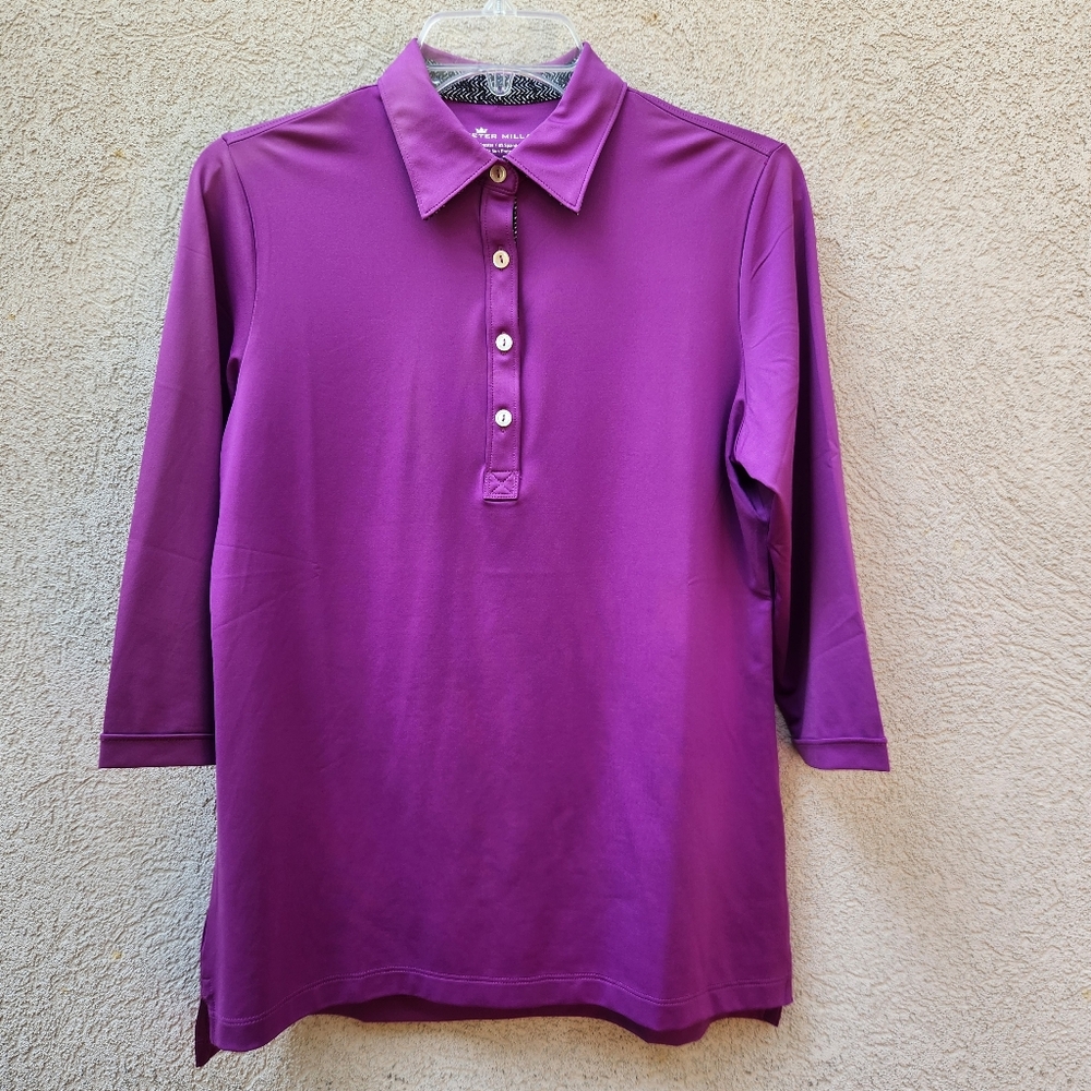 PETER MILLAR Women's Polo Shirt Purple Sun Protection UPF 50 Golf Sports